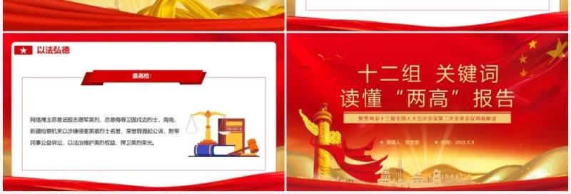 红金大气十二组关键词读懂两高报告PPT模板