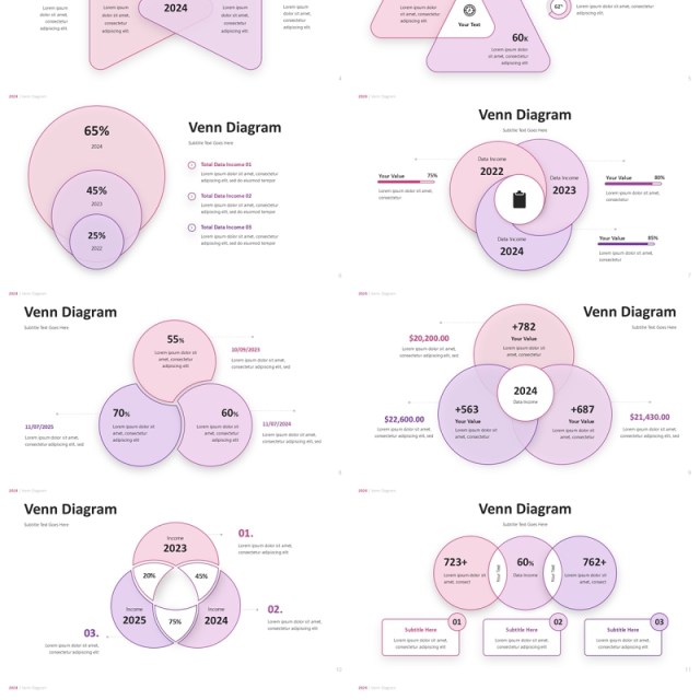 韦恩图文氏图PPT模板信息图Venn Diagram