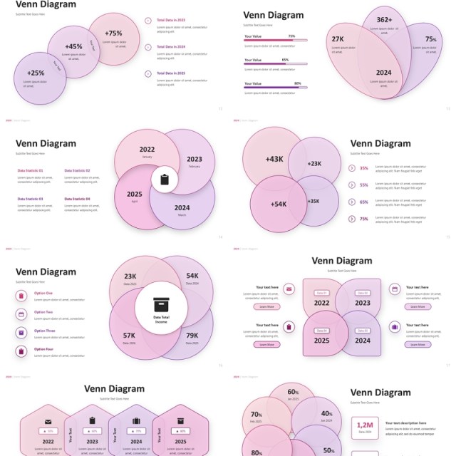 韦恩图文氏图PPT模板信息图Venn Diagram