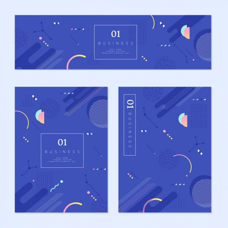 11款夏季高端几何创意小清新风格促销活动海报模板矢量设计素材