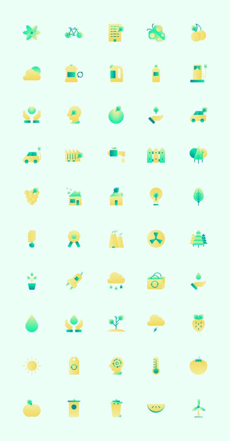 50 枚渐变生态环境元素图标