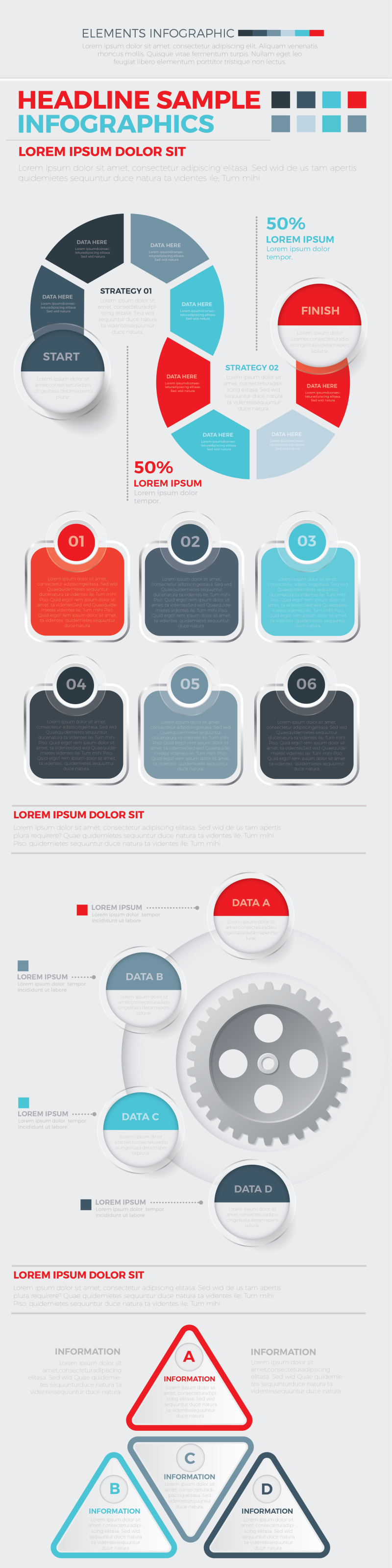 红蓝色信息图表矢量AI元素Infographics Set