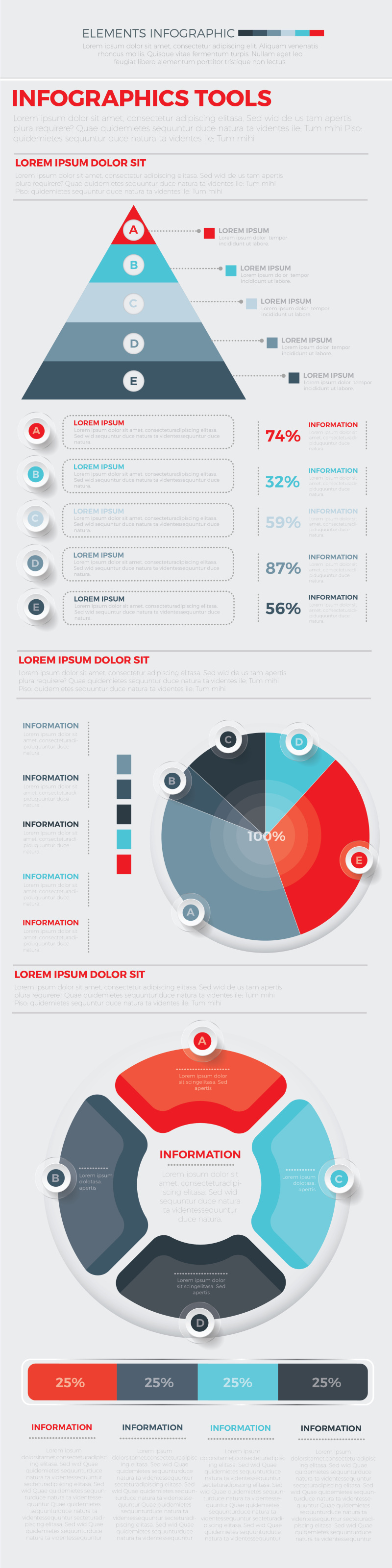 红蓝色信息图表矢量AI元素Infographics Set