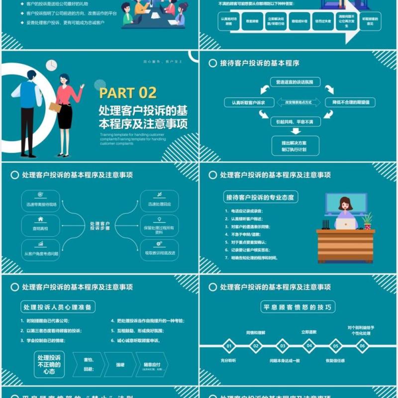 卡通风客户投诉处理及案例分析PPT模版