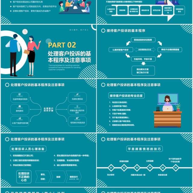 卡通风客户投诉处理及案例分析PPT模版