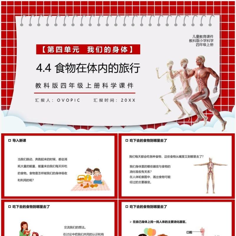 教科版四年级科学上册食物在体内的旅行课件PPT模板