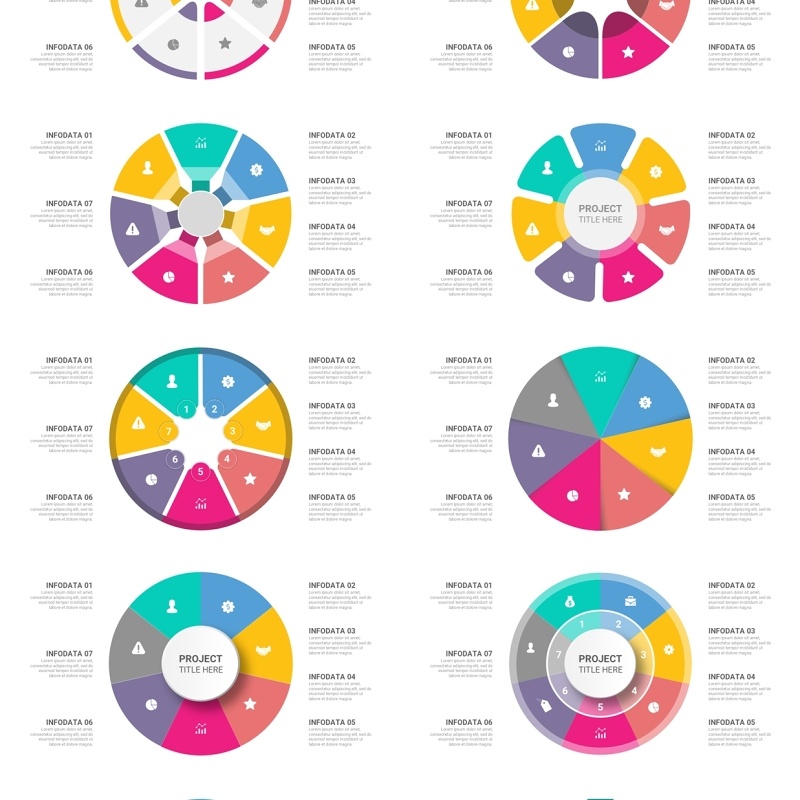 彩色七项循环图信息图表ppt素材