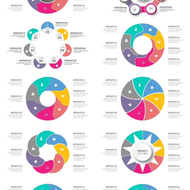 彩色七项循环图信息图表ppt素材