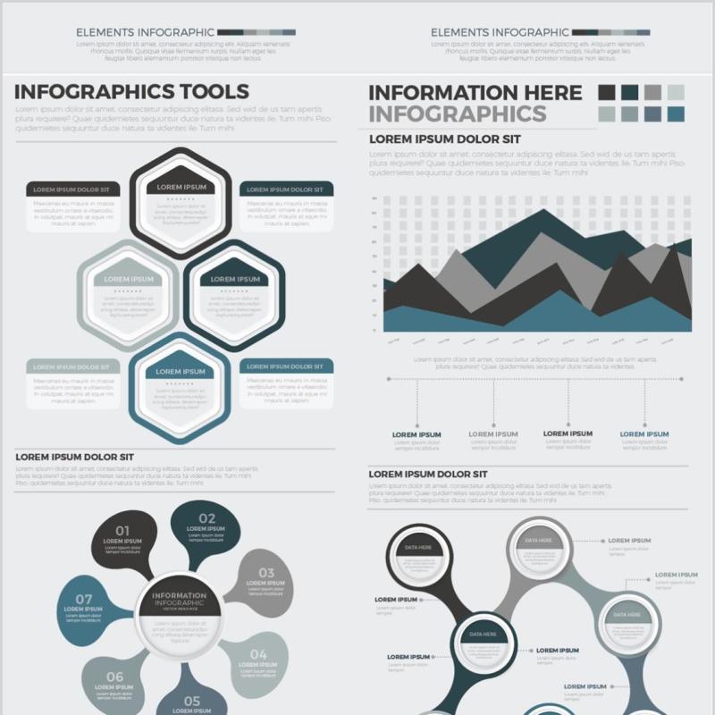 多样信息图表图形元素设计素材Mega Infographics Elements Design