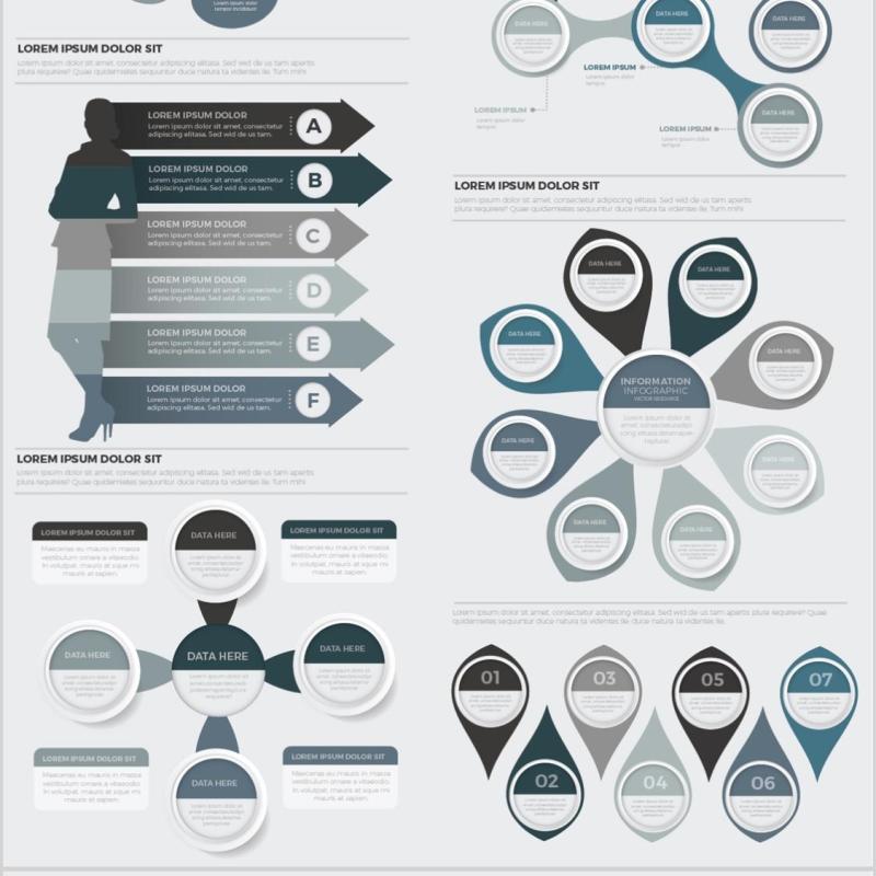 多样信息图表图形元素设计素材Mega Infographics Elements Design