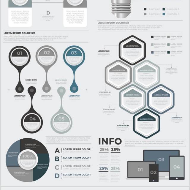 多样信息图表图形元素设计素材Mega Infographics Elements Design