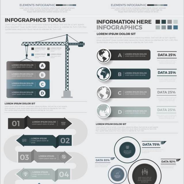 多样信息图表图形元素设计素材Mega Infographics Elements Design