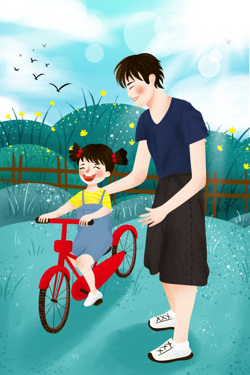 卡通手绘父亲节插画PSD节日素材感恩父爱8