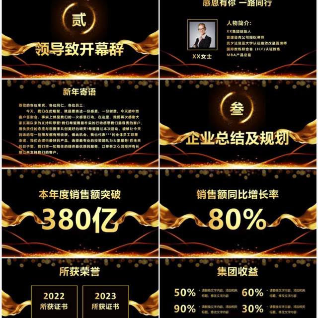 黑金酷炫风年终客户答谢会PPT模板 黑金酷炫风年终客户答谢会PPT模板