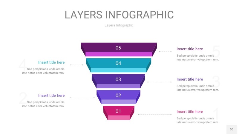 紫蓝色3D分层PPT信息图50