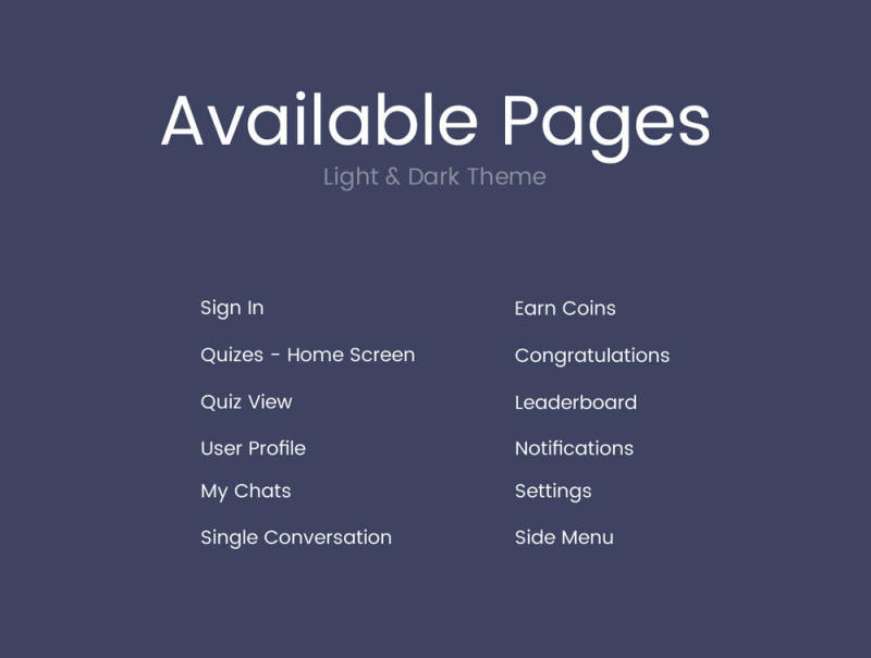 轻和黑暗的主题移动UI工具包,测验应用程序 轻和黑暗的主题移动UI工具包,测验应用程序