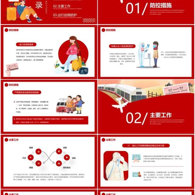 红色卡通春运疫情防控意识动态PPT模板 红色卡通春运疫情防控意识动态PPT模板
