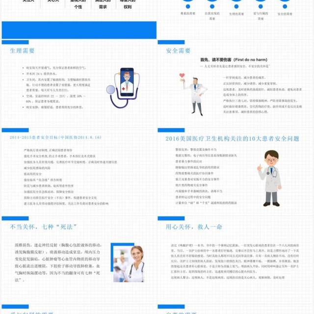 蓝色护理培训人文关怀与优质护理PPT模板