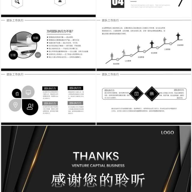 黑色商务风企业团队管理建设PPT模板