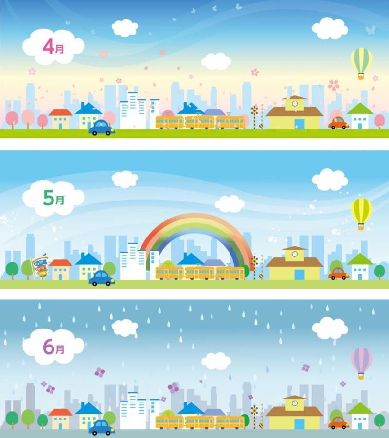 春天Townscape风景横幅