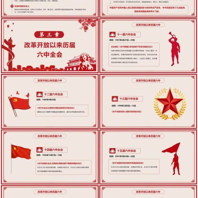 红色剪纸风十九届六中全会有多重要PPT模板 红色剪纸风十九届六中全会有多重要PPT模板