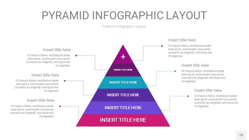 渐变紫色3D金字塔PPT信息图表20