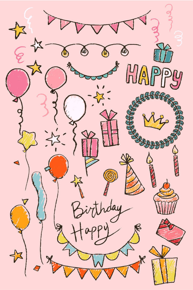 卡通手绘生日庆祝素材 卡通手绘生日庆祝素材
