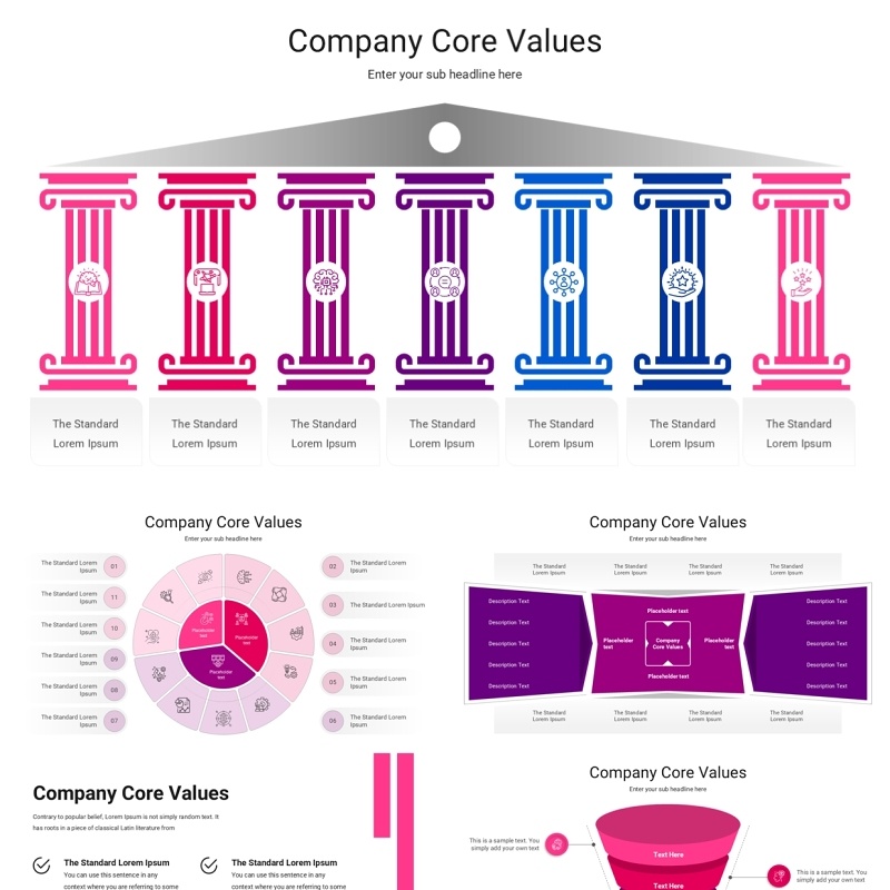 粉色公司核心价值商业信息图ppt素材