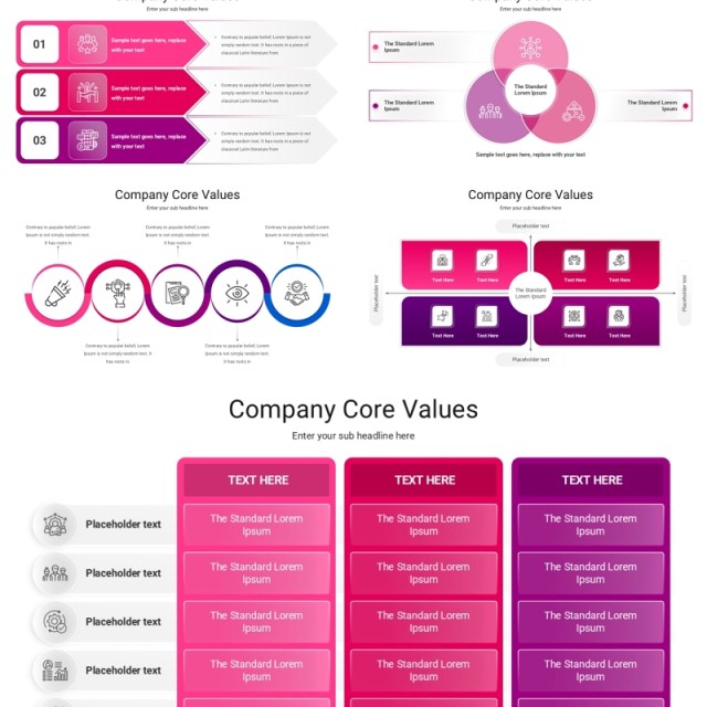 粉色公司核心价值商业信息图ppt素材