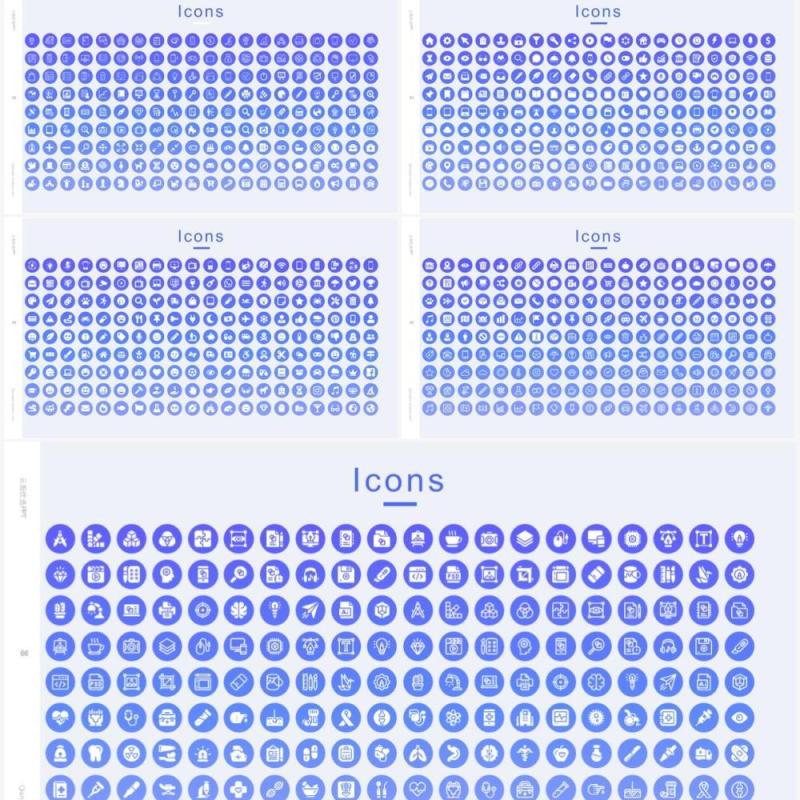 蓝色简约创意逻辑图形思维导图素材PPT信息图表