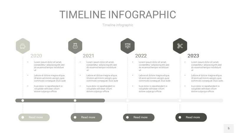 灰色时间轴PPT信息图5