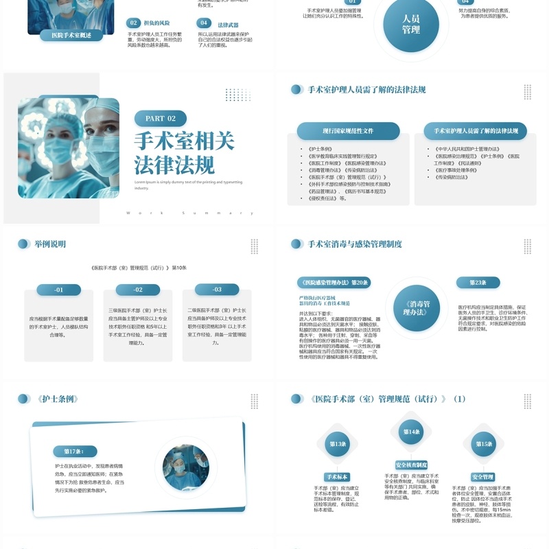 蓝色简约风手术室相关法律法规解读PPT模板