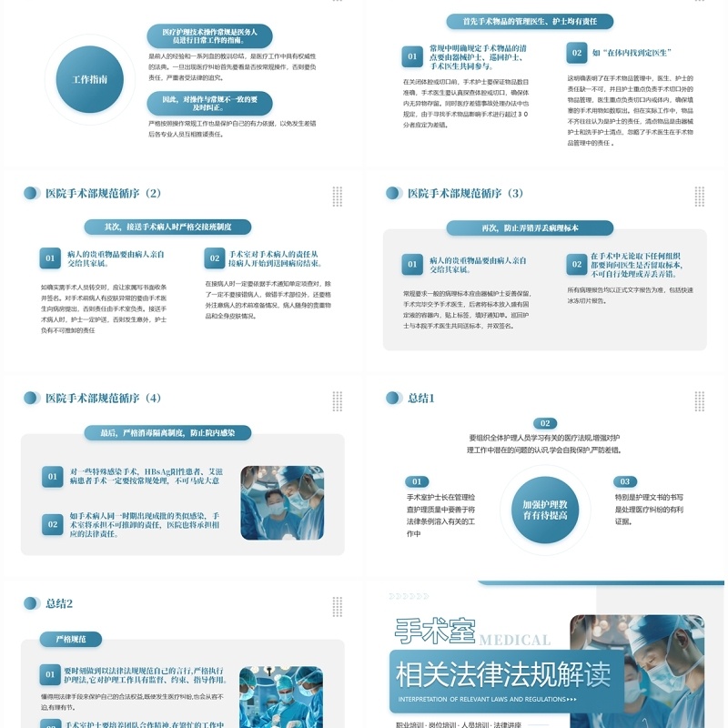 蓝色简约风手术室相关法律法规解读PPT模板