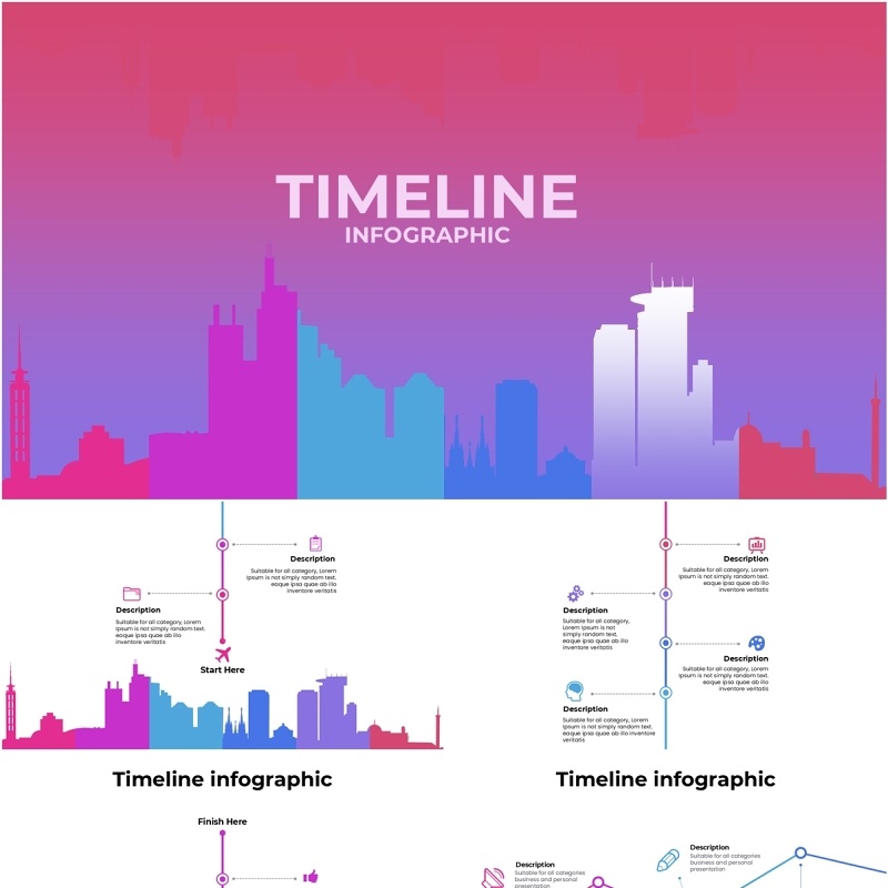 时间轴信息图表PPT模板Timeline infographic