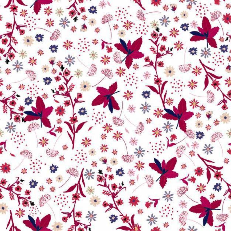 灿烂的夏日自由红色花无缝模式