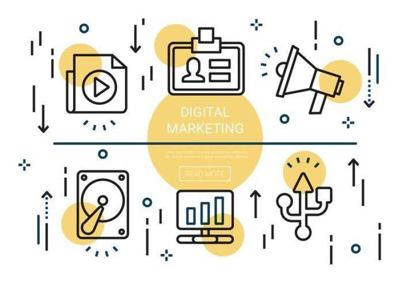  扁线形数字营销传染媒介元素