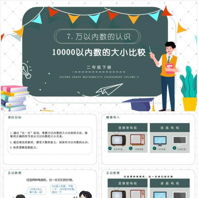 部编版二年级数学下册10000以内数的大小比较课件PPT模板 部编版二年级数学下册10000以内数的大小比较课件PPT模板
