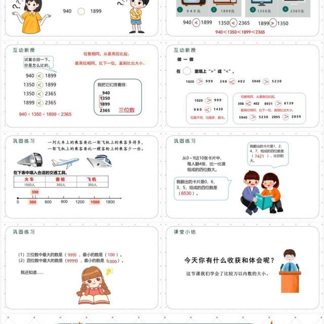 部编版二年级数学下册10000以内数的大小比较课件PPT模板