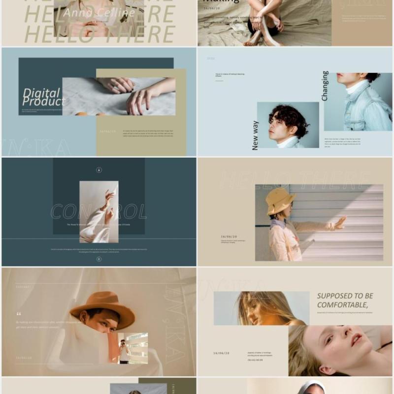 标志性的时尚时装画册展示宣传PPT模板iconic lookbook fashion powerpoint templates