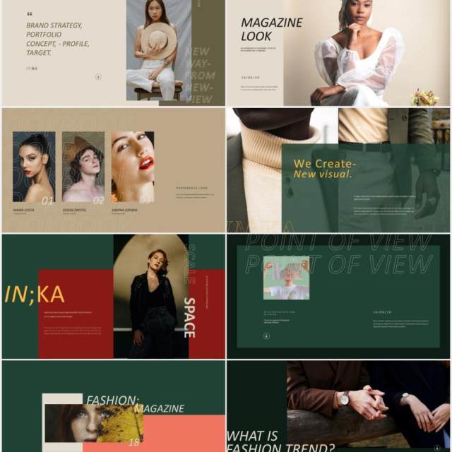 标志性的时尚时装画册展示宣传PPT模板iconic lookbook fashion powerpoint templates