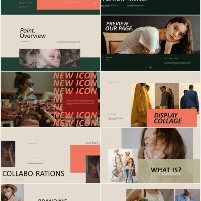 标志性的时尚时装画册展示宣传PPT模板iconic lookbook fashion powerpoint templates