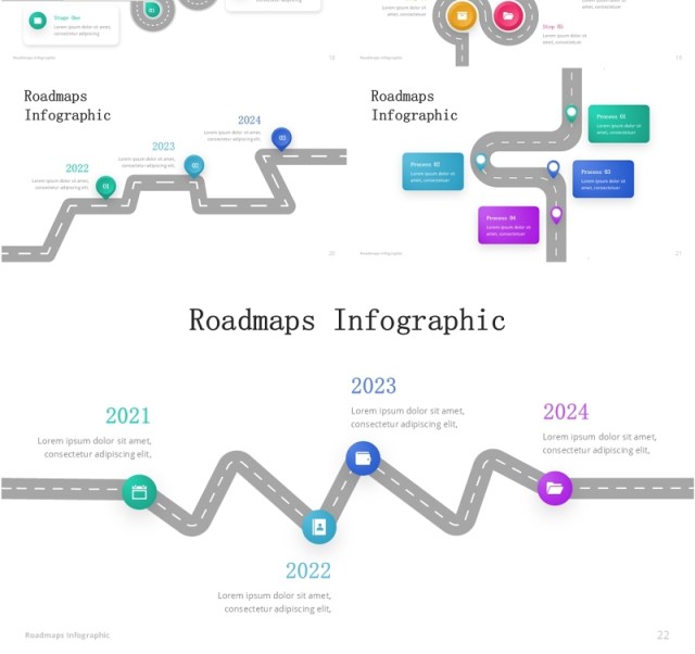 旅游导航路线图信息图PPT模板Roadmaps  Infographic - Presentation Template