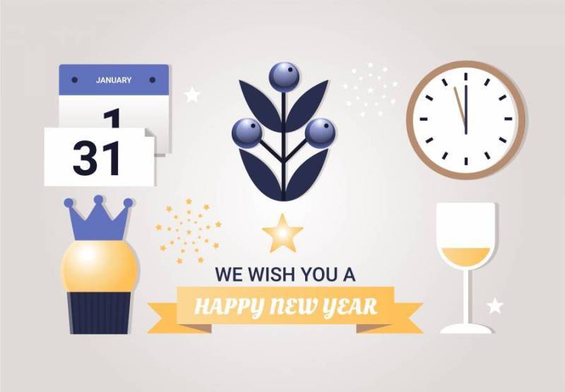  的平面设计矢量新年元素