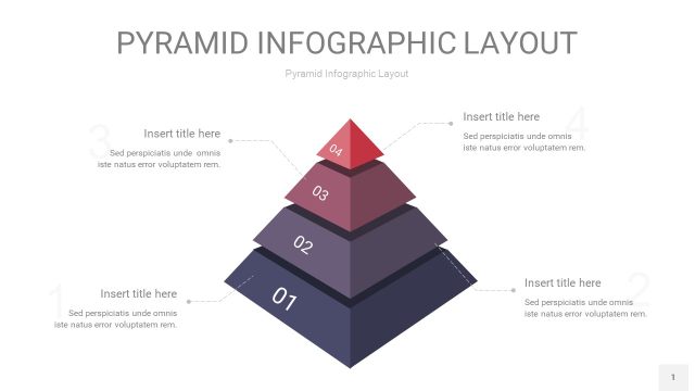 中紫色3D金字塔PPT信息图表1