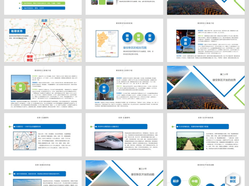河北雄安新区介绍PPT模板概况规划地图
