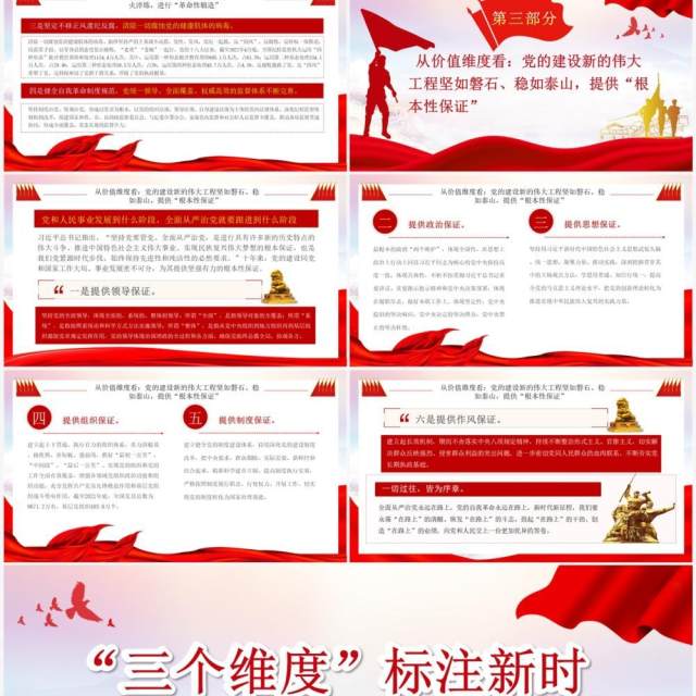 三个维度标注新时代党的建设历史性成就PPT模板 三个维度标注新时代党的建设历史性成就PPT模板