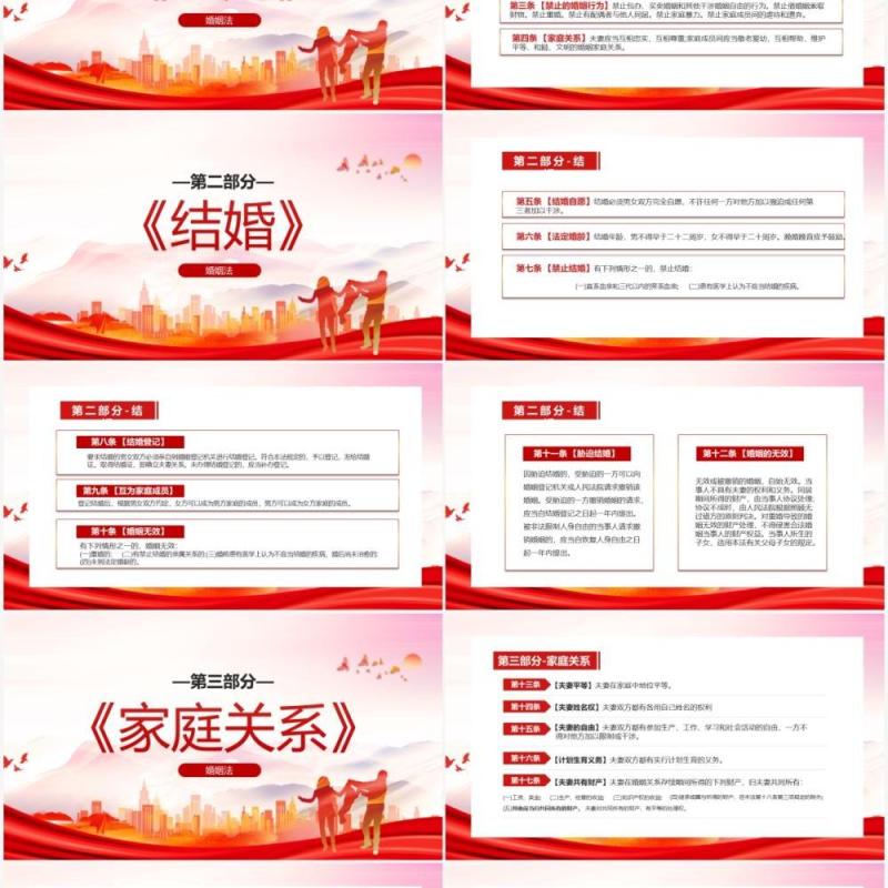 党课红色简约中国人民共和国婚姻法PPT模板