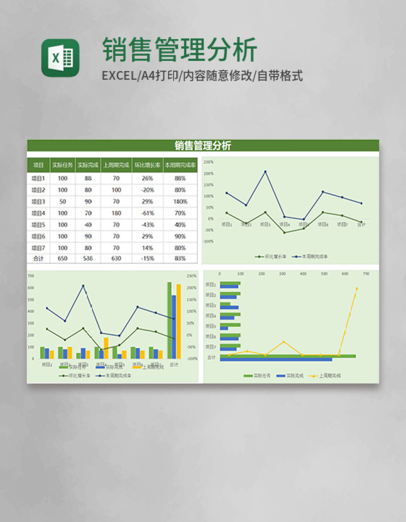 销售管理分析Execl模板