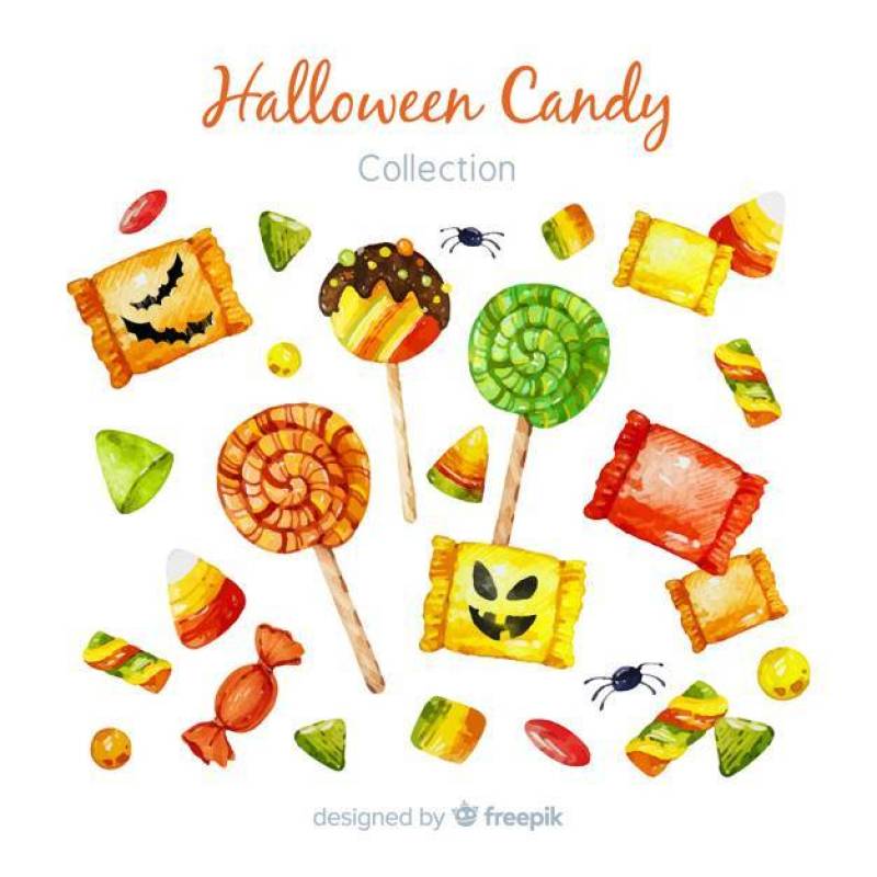 Lovely watercolor halloween candy collection