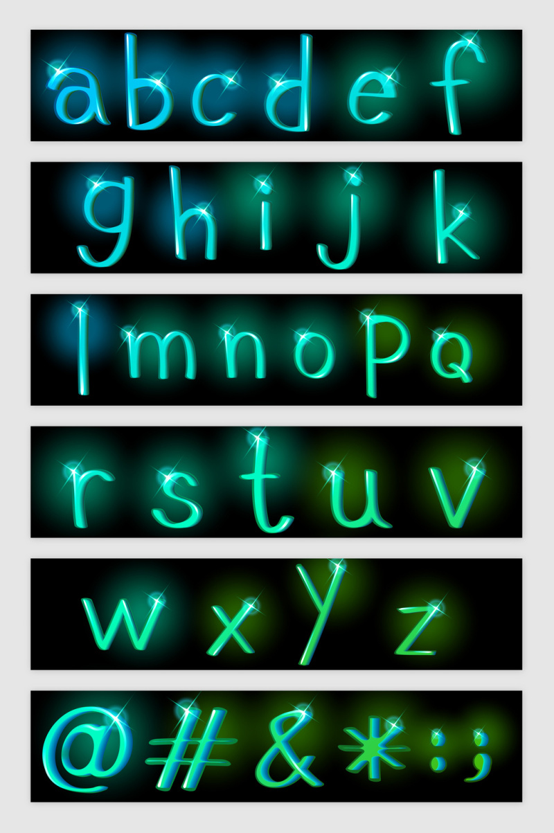 绿光英文字母符号光效矢量素材